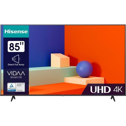 Телевизор 85" HISENSE 85A6K DLED, Smart TV, 4K Ultra HD, 60 Гц, HDMI х3, USB х2, чёрный