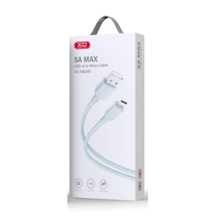 Кабель USB XO NB249 5A Android PVC Shiny Colorful Micro Data Cable Blue