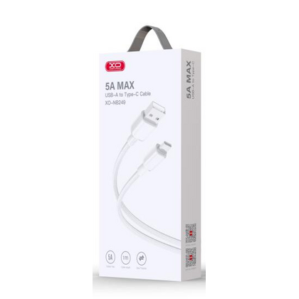 Кабель USB XO NB249 5A  PVC Shiny Colorful Type-C Data Cable White