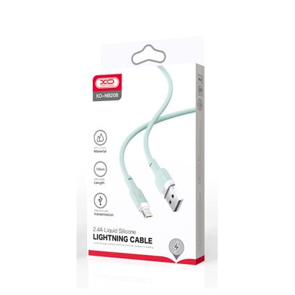 Кабель USB -XO- NB208 (Lightning, 1м, силиконовый, зеленый)