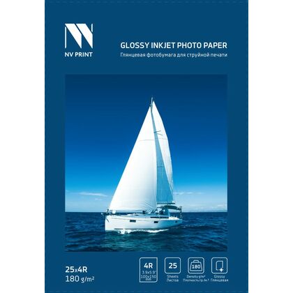 Фотобумага NV Print, А6 (10*15), 180 гр/ м2, 25л, NVP-180Gl4Rs25, глянцевая, односторонняя, для струйной печати