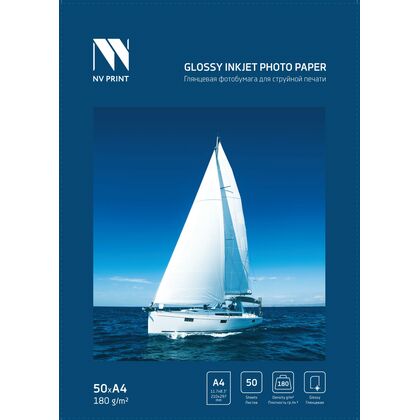 Фотобумага NV Print, А4, 180 гр/ м2, 50л, NVP-180GlA4s50, глянцевая, односторонняя, для струйной печати