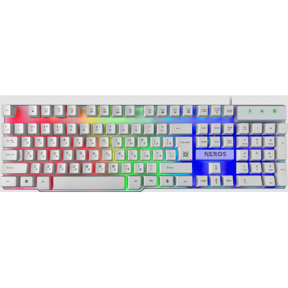 Клавиатура Defender Neros GK-147, проводная, игровая, USB, с подсветкой, белый, кабель 1,8 м (45147)