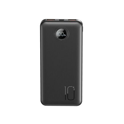 Внешний аккумулятор 10000mAh -XO- PR238, USB x2, Type-C PD20 x1, QC3.0, дисплей, пластик, черный