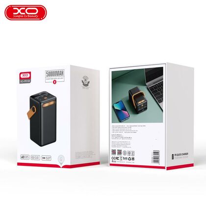 Внешний аккумулятор 50000mAh -XO- PR168, USB x3, Type-C x2, USB 18W x2, Type-C PD20 x1, QC3.0, дисплей, пластик, черный