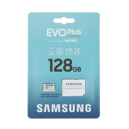 Карта памяти microSDXC Samsung EVO Plus 128Gb UHS-I (U3) V30 + адаптер SD (MB-MC128SA)