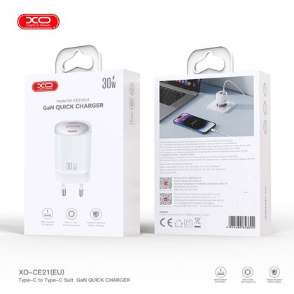 СЗУ -XO- CE21 30W (1xUSB, 1xType-C, 3А, белый)