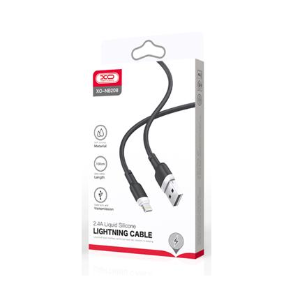 Кабель USB -XO- NB208 (Lightning, 1м, силиконовый, черный)