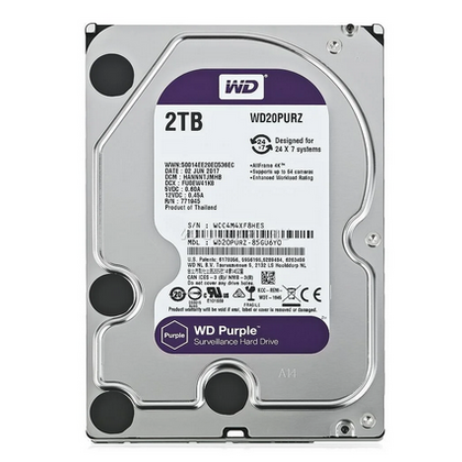 Жесткий диск HDD 3.5" SATA: 2000 Гб WD Purple [5400 rpm, 64 Мб, Sata 3 (6 Gbit/ s)] WD20PURX-FR