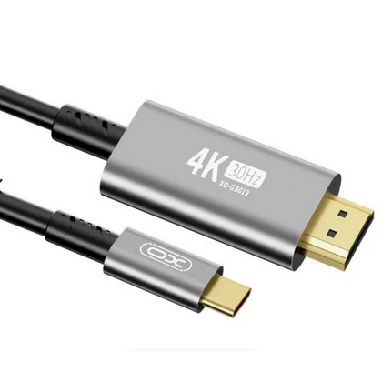 Кабель Type-C -XO- GB019 (HDMI, 1.8м, плетеный, черный)