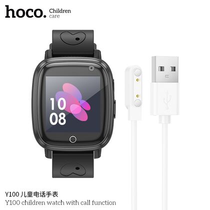 Детские умные часы HOCO Y100, Черный, силиконовый, 400 mAh,
