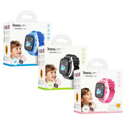 Детские умные часы HOCO Y100, Синий, силиконовый, 400 mAh,