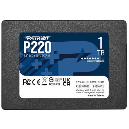 Твердотельный накопитель SSD 2.5" SATA: 1000 ГБ Patriot P220 [Скорость чтения/ записи: 550 МБ/ с/ 500 МБ/ с] P220S1TB25