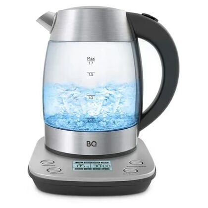 Чайник электрический BQ KT1703G сталь/ черный (2200 Вт, объем - 1.7 л, корпус: стекло/ пластик/ металл)