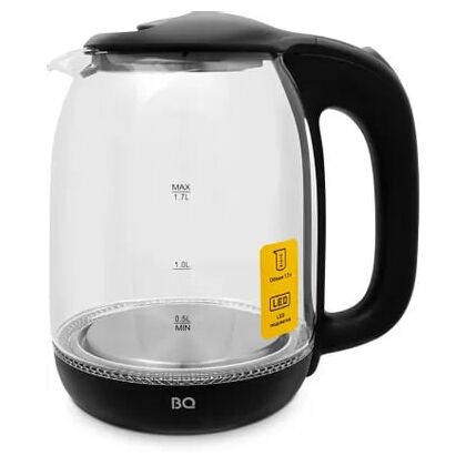 Чайник электрический BQ KT1830G черный (2200 Вт, объем - 1.7 л, корпус: стекло/ пластик)