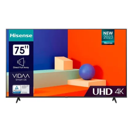 Телевизор 75" HISENSE 75A6K Direct LED, Smart TV, 4K Ultra HD, 60 Гц, HDMI х3, USB х2, чёрный