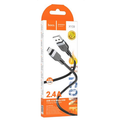 Кабель USB HOCO X109 Energy, 1м, силиконовый, черный)