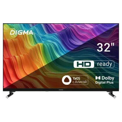Телевизор 32" Digma DM-LED32SBB32 Smart TV, HD, 60 Гц, HDMI х3, USB х2, чёрный