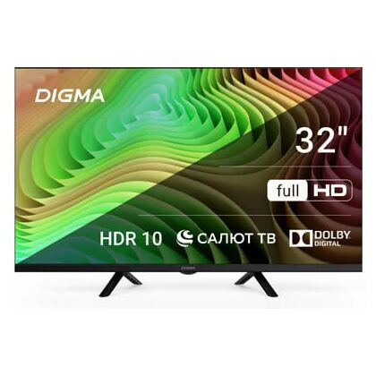 Телевизор 32" Digma DM-LED32SBB36 Smart TV (Салют ТВ), Full HD, 60 Гц, HDMI х2, USB х1, чёрный