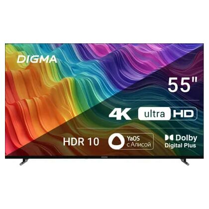 Телевизор 55" Digma DM-LED55UBB33 Smart TV, 4K Ultra HD, 60 Гц, HDMI х3, USB х2, чёрный