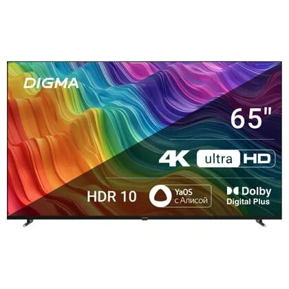 Телевизор 65" Digma DM-LED65UBB33 Smart TV, 4K Ultra HD, 60 Гц, HDMI х3, USB х2, чёрный