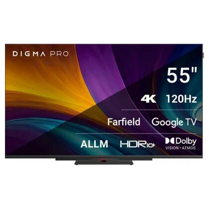 Телевизор 55" Digma UHD 55C Smart TV, 4K Ultra HD, 120 Гц, HDMI х3, USB х2, чёрный