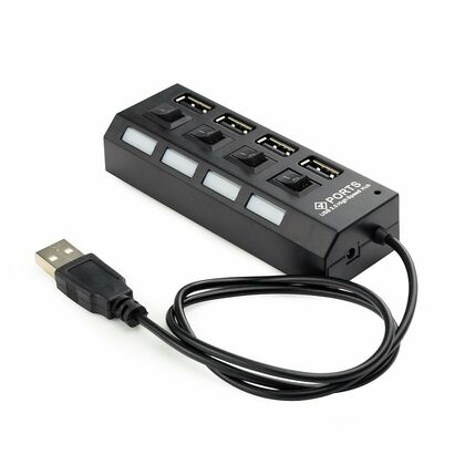 Разветвитель USB Gembird UHB-U2P4-02A USB 2.0, 4 порта + блок питания (UHB-U2P4-02A)