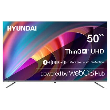 Телевизор 50" Hyundai H-LED50BU7100 Smart TV, 4K Ultra HD, 60 Гц, Magic Remote, HDMI х3, USB х2, серый