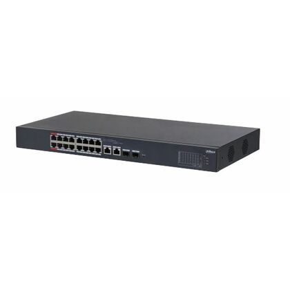 Управляемый PoE-коммутатор 18 портов Dahua DH-CS4218-16ET-240 (16х100Мбит/ с2х1Гбит/ с, 2хRJ45/ SFP, 2хSFP, PoE‑бюджет 240 Вт) 2 уровня