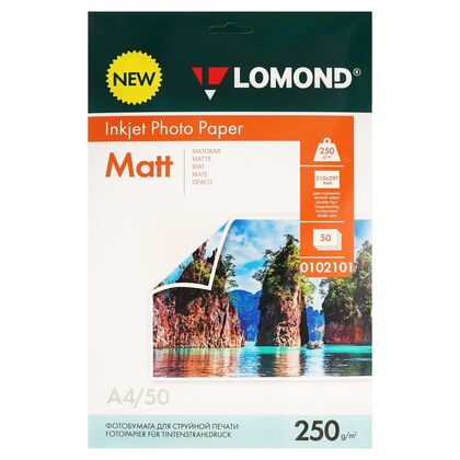 Фотобумага Lomond, A4, 250 гр/ м2, 50л,двухсторонняя   матовая
