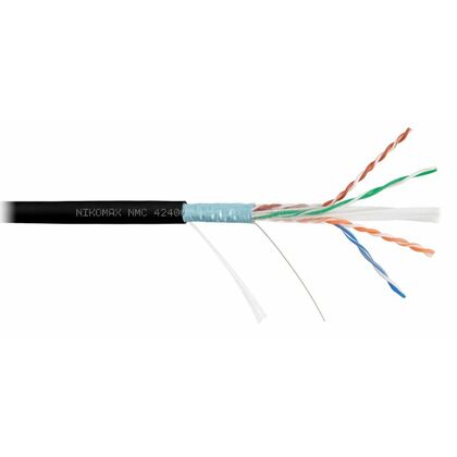 Кабель Cu FTP, Внутренний/ Внешний, 4x2x0.55, бухта 305м., Cat6, Nikomax нг(А)-HF (NMC 4240C-BK)