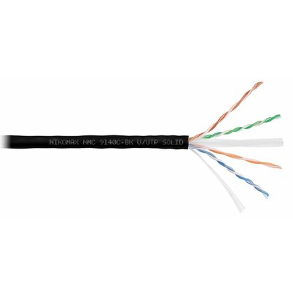 Кабель Cu UTP, Внутренний/ Внешний, 4x2x0.57, бухта 305м., Cat6, Nikomax нг(А)-HF (NMC 9140C-BK)