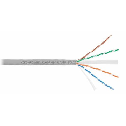 Кабель Cu UTP, Внутренний, 4x2x0.55, бухта 305м., Cat6, Nikomax (NMC 4140A-GY)