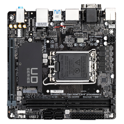 Материнская плата Gigabyte H610I  [H610, 2*DDR5, 1*PCIEx16, 4*Sata3, 1*M.2,4USB 2.0, 2 порта*USB3, D-Sub, HDMI, DP,PS/ 2, miniITX]