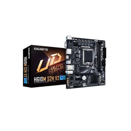 Материнская плата Gigabyte H610M S2H V2  [LGA1700,H610, 2*DDR5, 1*PCIEx16, 1*PCIEx1,4*Sata3, 1*M.2,4*USB, 2*USB3, D-Sub, DVI, HDMI, DP,PS/ 2, microATX]