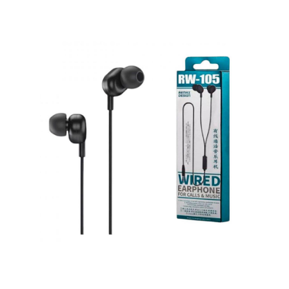 Проводные наушники Remax RW-105, jack 3.5 mm, микрофон, вкладыши, черный (RW-105)