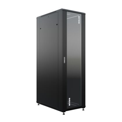 Шкаф напольный серверный 19" 42U, Ш800*В1987*Г1000, передняя дверь - стекло, черный (NTSS-R42U80100GS-BL)