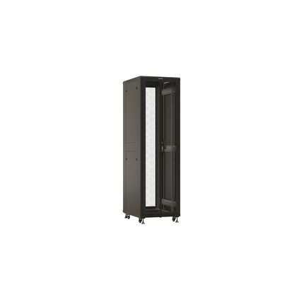 Шкаф напольный телекоммуникационный 19" 42U, Ш600*В2055*Г1200, передняя дверь - перфорация, черный Hyperline (TTBR-4262-DD-RAL9004)
