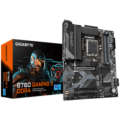 Материнская плата Gigabyte LGA1700: B760 GAMING X DDR4 [Intel B760, 4xDDR4, 3xPCI-Ex16, 4хSATA3, 3xM.2, 3хUSB3,  HDMI, DP, Standard-ATX]
