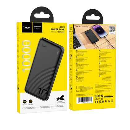 Внешний аккумулятор 10000mAh HOCO J123 Element, USB x2, пластик, черный