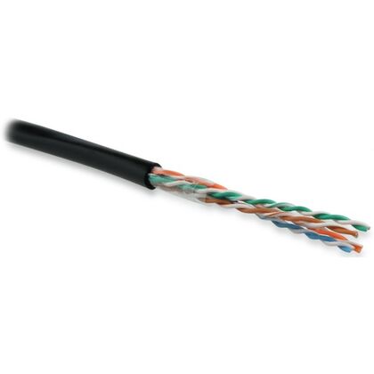 Кабель Cu UTP, Внешний, 4x2x0.51, бухта 500м., Cat5e, Hyperline (UUTP4R-C5E-S24-OUT-PE-BK-500)