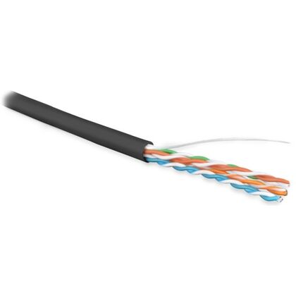 Кабель Cu UTP, Внешний, 4x2x0.51, бухта 500м., Cat5e, нг(А)-HF, Hyperline (UUTP4R-C5E-S24-OUT-LSZH-BK-500)