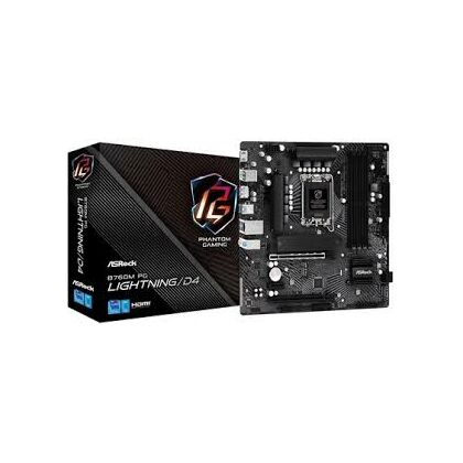 Материнская плата ASRock LGA1700 : B760M PG Lightning/ D4 [Intel B760, 4xDDR4, 2xPCI-Ex16, 4хSATA3, 2xUSB2, 4xUSB3, 2xM.2, DP, HDMI, Micro-ATX]