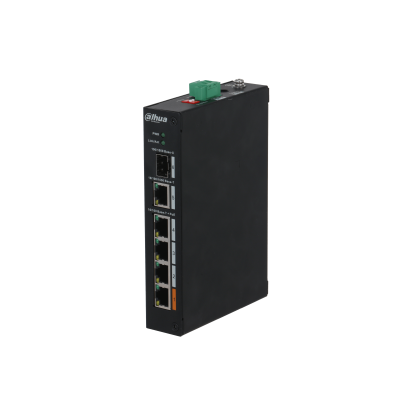 Неуправляемый POE-коммутатор 06 портов Dahua DH-PFS3106-4ET-60-V2 ( 4x100Мбит/ с 1x1Гбит/ с, 1xSFP, 4xPOE, PoE‑бюджет 60 Вт) корпус - металл