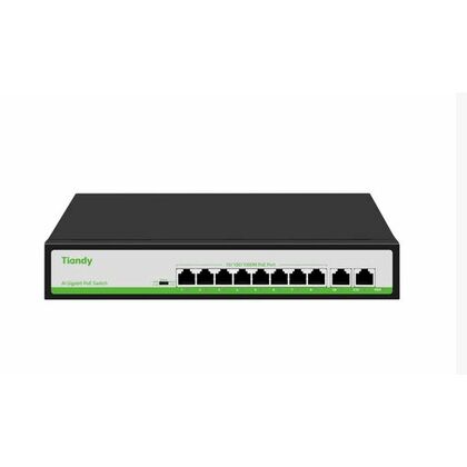 Неуправляемый POE-коммутатор 10 портов Tiandy TC-P3S010 G/ 0820/ AT/ 110 ( 10x1Гбит/ с, 8xPOE, PoE‑бюджет 110 Вт) корпус - металл