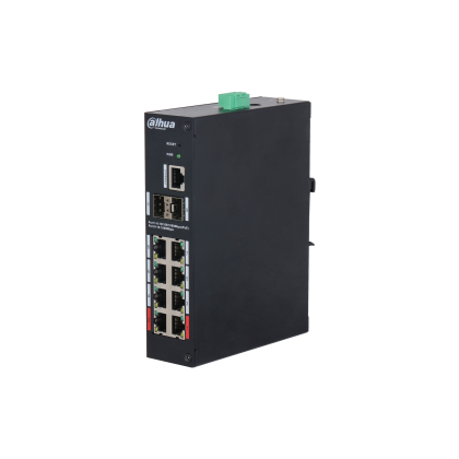 Управляемый PoE-коммутатор 10 портов Dahua DH-HS4210-8GT-90 (8х1Гбит/ с, 2хSFP, 8хPoE, PoE‑бюджет 90 Вт) 2 уровня