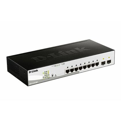 Управляемый PoE-коммутатор 10 портов D-Link DGS-1210-08P/ G3A (8х1Гбит/ с, 2хSFP, 8хPoE, PoE‑бюджет 65 Вт) 2 уровня
