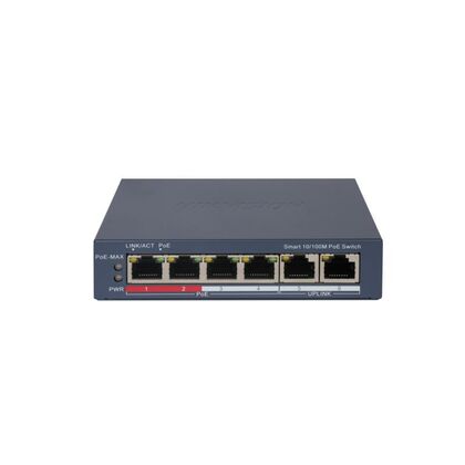 Управляемый PoE-коммутатор 06 портов Hikvision DS-3E1106P-EI (6х100Мбит/ с, 4хPoE, PoE‑бюджет 60 Вт) начального уровня