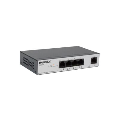 Неуправляемый POE-коммутатор 05 портов Origo OS2205P/ 60W/ A1A ( 4x100Мбит/ с 1x1Гбит/ с, 4xPOE, PoE‑бюджет 60 Вт) корпус - металл