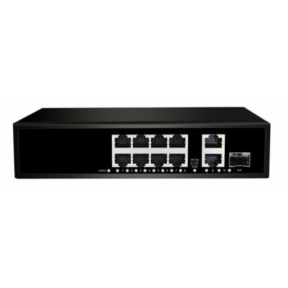 Неуправляемый POE-коммутатор 11 портов NetLan NLS-1211P (8x100Мбит/ с 3x1Гбит/ с, 1xSFP, 8xPOE, PoE‑бюджет 250 Вт) корпус - металл